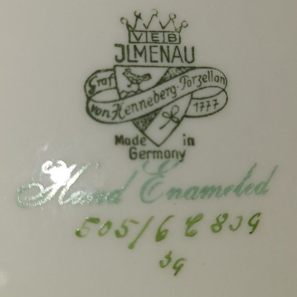 J L Menau Footed Porcelain Center  Bowl - Vintage - Picture 7 of 12